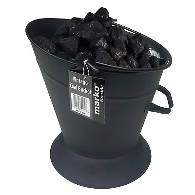 12L Large Metal Coal Bucket Fireside Scuttle Handles Carrier Fire Log Fireplace • £14.99