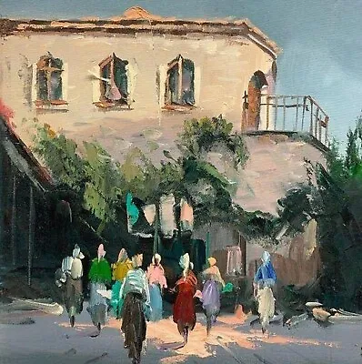 Remzi Taskiran -arabian Bazaar Oil Painting Canvas -antalya Turkey -castle Gate • $600