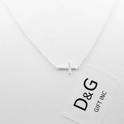 DG Women's Sterling Silver 925 Sideway Cross 15mm Pendant 16 -18  NecklaceBox • $15.99