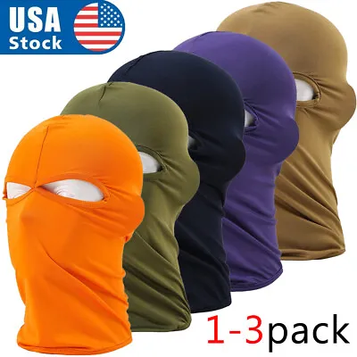 1-3 Pcs Full Face Mask Ski Mask Thin Balaclava Tactical Two Holes Hat Mne Women • $1.99