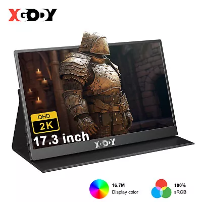 XGODY 2K 2560*1440p 17.3  Portable Monitor Extender For Laptop USB-C HDMI VESA • $233.69