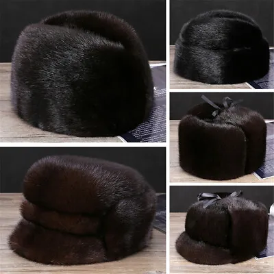 100% Real Whole Mink Fur Hat Thicken Winter Warm Cap Fashion Handsome For Men • $79.58