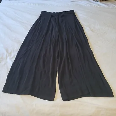 & Other Stories Wide Leg Cropped Black Pants Slacks Size 10 Pallazo Flared • £26.98