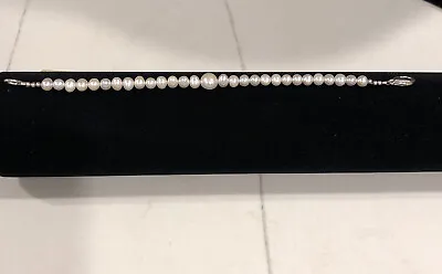 Vintage Silver Cultured Pearl Bracelet • $65