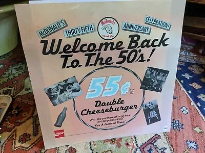 1990 Mcdonald's Advertising Sign Insert Poster 50s Speedee 35 Anniversary Vtg 55 • $31.59