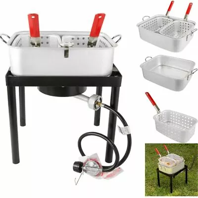 18 QT Dual Basket Deep Fryer Fish Cooker Aluminum Freestanding Pot Propane LP • $95.61