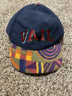 Vintage Vail Colorado Snapback Hat Cap Colorful Wool Polyester Ski Town Rare • $24.99