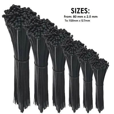 £4.20 • Buy BLACK CABLE TIES / ZIP WRAPS LONG SHORT Thick Thin Narrow Small Fastener QUALITY