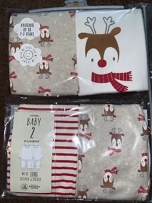 Baby Christmas Pyjamas-2 Pairs-George-long Sleeved/leg-3-6 Months-unopened-new • £4.50