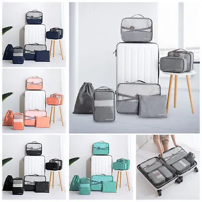 $26.99 • Buy 7pcs Packing Cubes Travel Pouch Luggage Organiser Clothes Suitcase Storage Bag