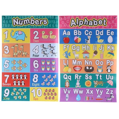  2 Pcs Preschool Wall Chart Poster For Toddler Childrens Educational Posters • £7.97