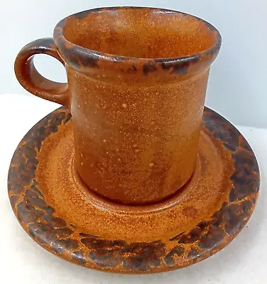 Nelson McCoy Mug Saucer Canyon Mesa 1412 Brown Pottery Stoneware Vintage USA • $12.99