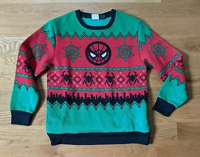 Christmas Spiderman Spiderwoman Superhero Red Green Black Sweater Top Boys XL • $26.50