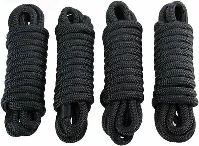 4PCS Marine Mooring Rope 3/8 In 15 FT Boat Dock Lines Double Braided Nylon Line • $23.99