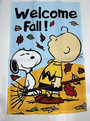 Peanuts Snoopy Fall Nylon Outdoor Flag Small 18x12 • $12.74