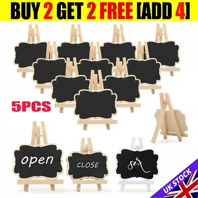 5PCS Wooden Mini Blackboard Memo Sign Message Chalk Board Stand Wedding Decor UK • £1.86