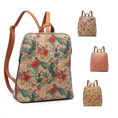 £17.99 • Buy Boutique Smart Backpack Woman Synthetic Cork Floral Design S-Medium Back Bag UK