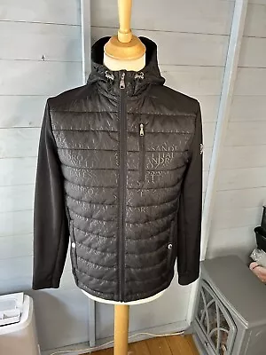 Alessandro Zavetti Black Hooded Quilted Puffer Jacket Coat Medium M Full Zip • $43.54