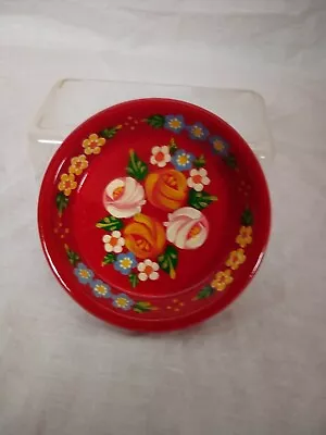 Red Roses And Castles Hand Painted Terracotta Pin Dish Barge Ware#01 • £5