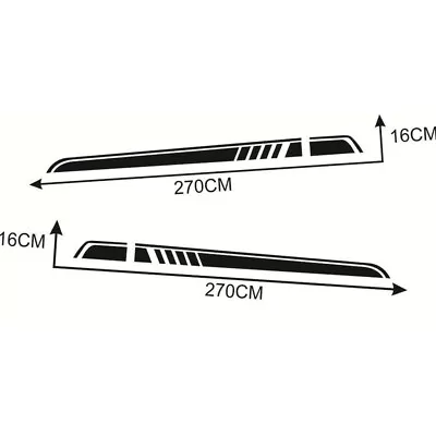 2X Black Car SUV Door Side Skirt Vinyl Graphic Decal Stripes Sticker Waterproof  • £15.47