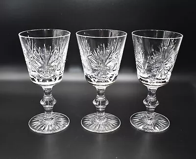 Set Of 3 Edinburgh Crystal Star Of Edinburgh Claret Wine Glasses - 6” / 15cm • £36