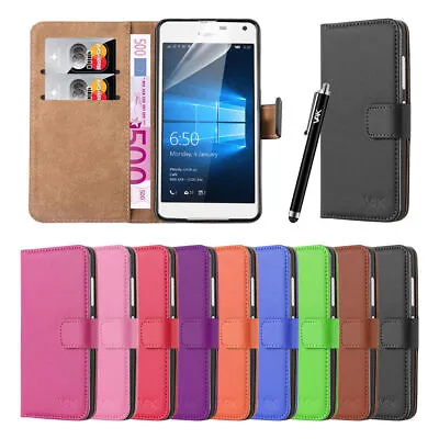 Lumia 650 Phone Case Leather Wallet Cover + 2 Screen Protector For Microsoft • £5.95