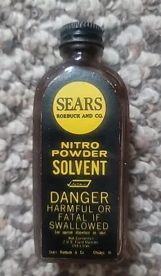 Old Vintage Sears Roebuck Firearms Rifle Nitro Powder Solvent 2 Oz Glass Bottle  • $8.99