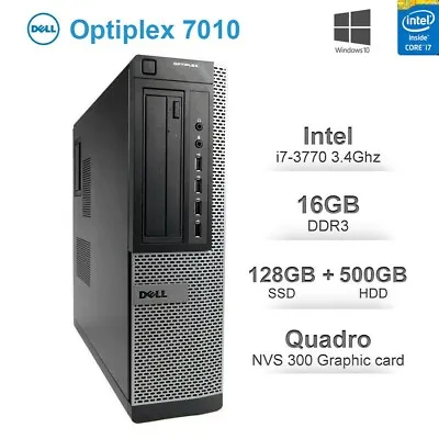 Dell OptiPlex 9010 D05D Intel I7 3770 3.4GHz Amd HD 8GB 500GB Win10 Pro • $320
