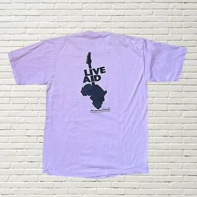 Vintage 80s 1985 Live Aid Concert T Shirt Rare Purple Size M/L • $145