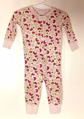 Hanna Andersson Girls 70 Cm 9 To 18 Months Pajamas Pink Green Birds Sleeper • $12.64