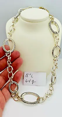 Michael Dawkins 18  Long925 Sterling Silver Snake Skin Bypass Link Necklace 64g • $119
