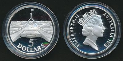 $54.99 • Buy Australia: 1988 $5 Silver Proof Coin - Parliament House Cat $95  ASW 1.06oz