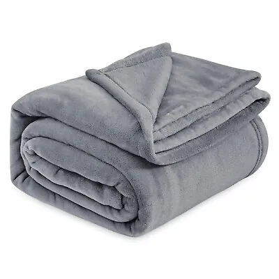 Bedsure Fleece Blanket King Size Bed Fluffy Extra Soft Silver Grey 270cm X 230cm • £9.87