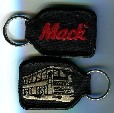 One Vintage Mack Trucks Bus Cloth Key Ring Embroidered Black Red Letters  • $9.99