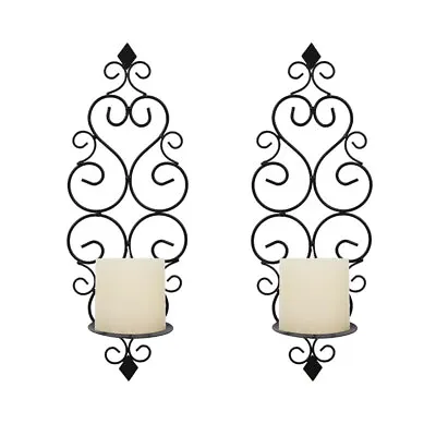 Iron Wall Hanging Candle Stand Sconces Holder Swirling Vintage Home Decoration • £8.47