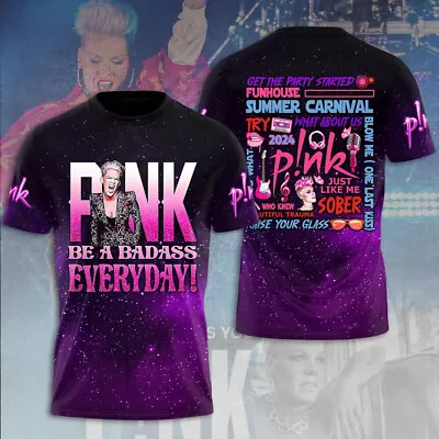 Pink Singer P!nk Summer Carnival 2024 Tour 3D T-Shirt For Men Women All Size • $23.99