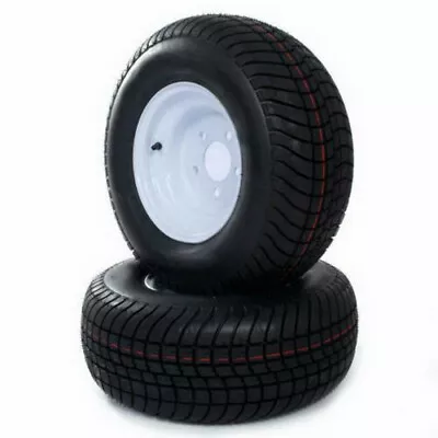 Two 205/65-10 Trailer Tires & Rims 10 Ply Load Range E 5 Hole Lug White Wheel • $172.99