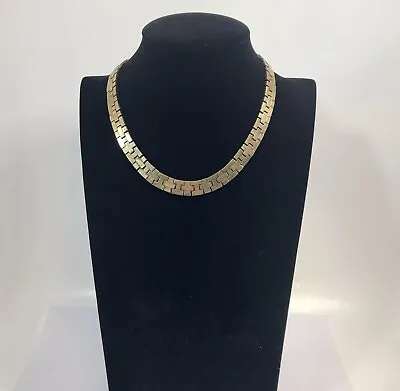 Trifari 3 Row Flat Brick Link Necklace Gold Tone Vintage 15 In • $19.90