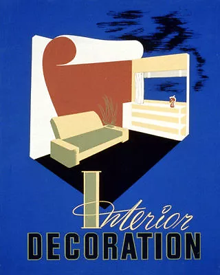 Poster Interior Decoration Design Living Room Home Decor Vintage Repro Free S/h • $14.95