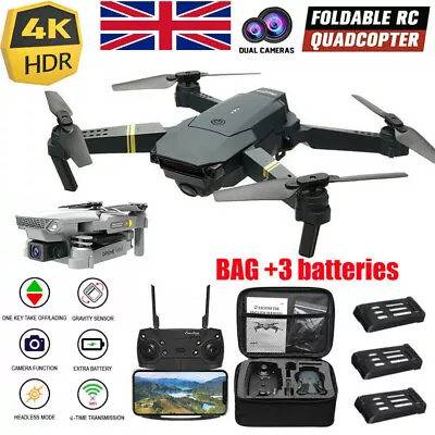 3 Batteries Drone X Pro 4K HD Selfie Camera WIFI FPV GPS Foldable RC Quadcopter • £24.99