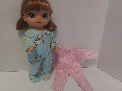 Doll Clothes Made To Fit 12   Baby Alive Doll - 2   Footsie Pajamas-  C28 • $10.49