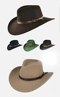 £28.95 • Buy Crushable Cowboy Hat 100% Wool Stetson Western Style Outback Fedora 8cm Brim UK