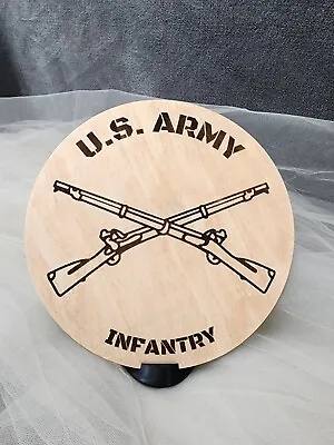 CUSTOM INFANTRY - US Military - Wooden Plaque - Cross Rifles • $6.48