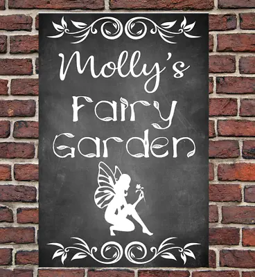 Personalised Fairy Garden Metal Sign Gift Present Pixie Magic Outdoor Plaque • £6.99