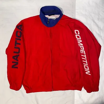 Vintage Nautica Sailing Competition Red & Blue Windbreaker Jacket - L • $17.50