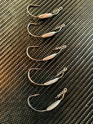 5 X Weighted Weedless Worm Jig Hooks #1 #2/0 1/4oz 1/8oz 1/12oz For Gulp Shrimp • $7.95