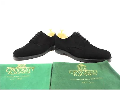 New Unworn Crockett & Jones Mens Lace Up Shoes Black Suede UK 6 E US 7 EU 40 • $613.32