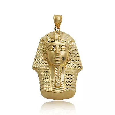 LoveBling 10K Yellow Gold Pharaoh Head King Tut Charm Pendant (2.13  X 1.12 ) • $445.16