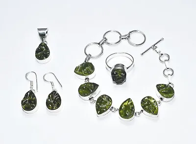Pear 10x14 Moldavite Gemstone Ring Earring Pendant Bracelet Set 925 Silver ST-10 • $26.99
