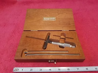 L.S. STARRETT CO. NO.440 0  To 3  DEPTH MICROMETER SET IN WOODED BOX VTG USA  • $99.95